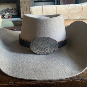 VINTAGE Resistol Cowboy Hat 55 6 7/8 Wool Self Conforming Texas USA Made TAN